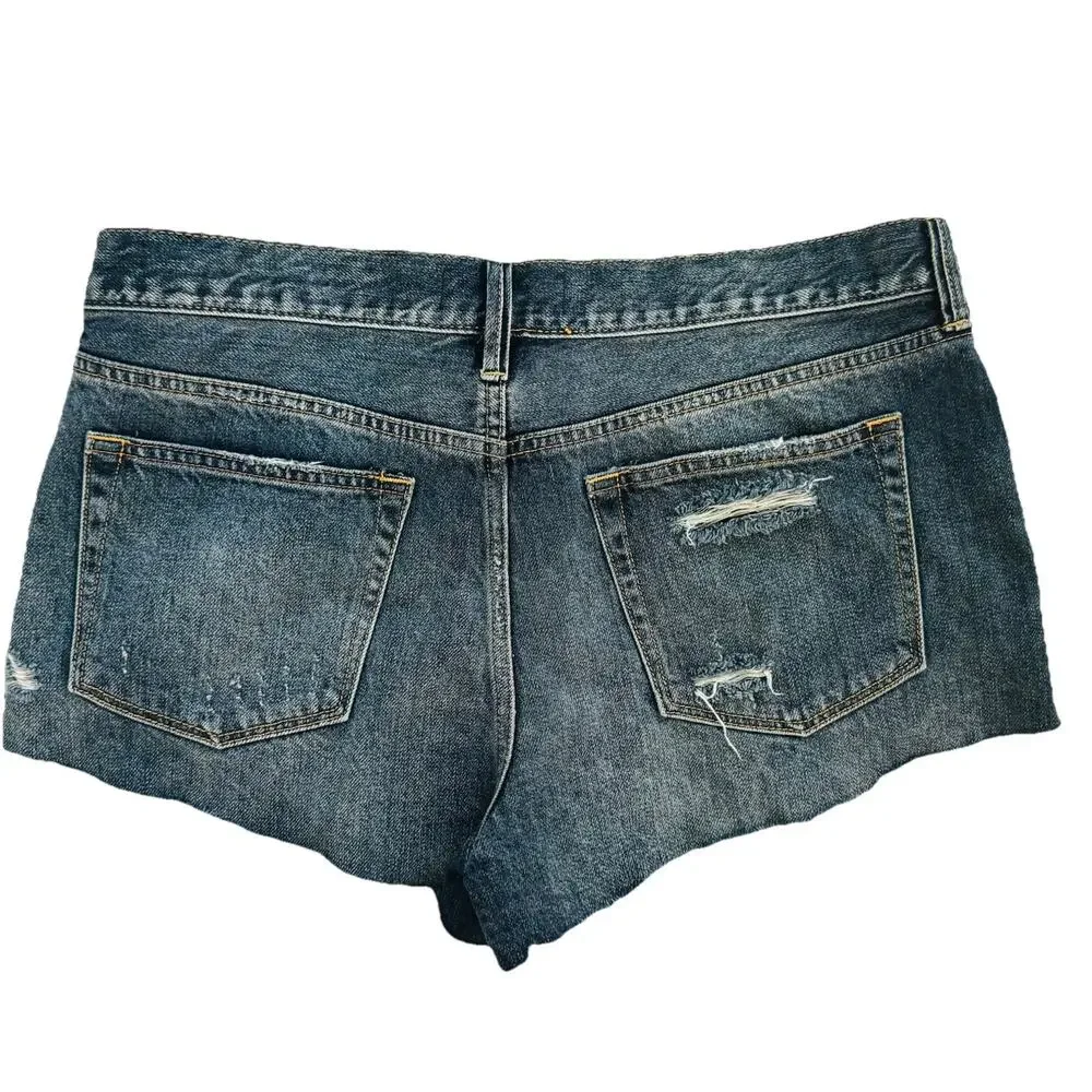 We The Free People Denim Raw Hem Distressed Womens Shorts Sz 30 Boho